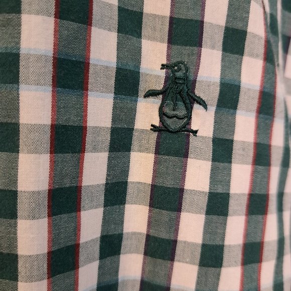 Original Penguin men's medium classic fit long sleeve button down plaid shirt - Picture 3 of 11